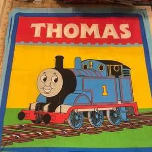 Vintage Thomas the Train Cotton Fabric Pillow Panel Squares Set of 8
